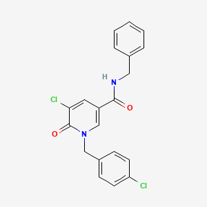 molecular formula C20H16Cl2N2O2 B2427372 N-benzyl-5-chloro-1-(4-chlorobenzyl)-6-oxo-1,6-dihydro-3-pyridinecarboxamide CAS No. 339024-70-3
