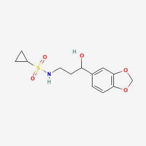 molecular formula C13H17NO5S B2427377 N-(3-(benzo[d][1,3]dioxol-5-yl)-3-hydroxypropyl)cyclopropanesulfonamide CAS No. 1421530-68-8