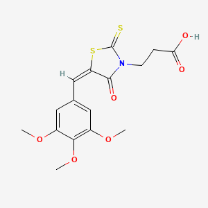 molecular formula C16H17NO6S2 B2427389 3-{4-氧代-2-硫代次亚胺-5-[(3,4,5-三甲氧基苯基)亚甲基]-1,3-噻唑烷-3-基}丙酸 CAS No. 306323-53-5