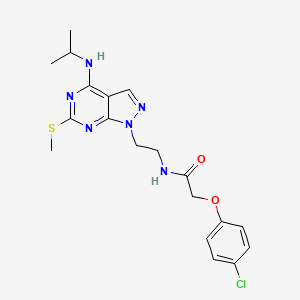2-(4-chlorophenoxy)-N-(2-(4-(isopropylamino)-6-(methylthio)-1H-pyrazolo[3,4-d]pyrimidin-1-yl)ethyl)acetamide