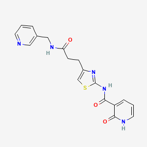 molecular formula C18H17N5O3S B2427395 2-oxo-N-(4-(3-oxo-3-((pyridin-3-ylmethyl)amino)propyl)thiazol-2-yl)-1,2-dihydropyridine-3-carboxamide CAS No. 1091408-96-6