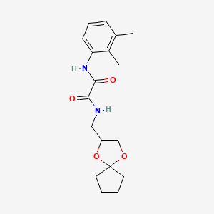 molecular formula C18H24N2O4 B2427397 N1-(1,4-二氧杂螺[4.4]壬烷-2-基甲基)-N2-(2,3-二甲基苯基)草酰胺 CAS No. 899734-28-2