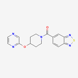 molecular formula C16H15N5O2S B2427400 Benzo[c][1,2,5]thiadiazol-5-yl(4-(pyrazin-2-yloxy)piperidin-1-yl)methanone CAS No. 1421482-38-3