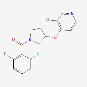 molecular formula C16H13Cl2FN2O2 B2427415 (2-Chloro-6-fluorophenyl)(3-((3-chloropyridin-4-yl)oxy)pyrrolidin-1-yl)methanone CAS No. 2034575-88-5
