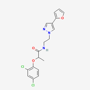 molecular formula C18H17Cl2N3O3 B2427417 2-(2,4-dichlorophenoxy)-N-(2-(4-(furan-2-yl)-1H-pyrazol-1-yl)ethyl)propanamide CAS No. 2034352-04-8