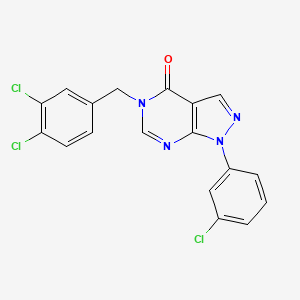 molecular formula C18H11Cl3N4O B2427418 1-(3-Chlorophenyl)-5-[(3,4-dichlorophenyl)methyl]pyrazolo[3,4-d]pyrimidin-4-one CAS No. 891113-49-8