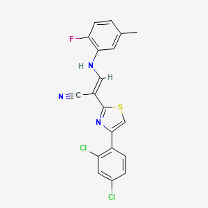 (E)-2-(4-(2,4-dichlorophenyl)thiazol-2-yl)-3-((2-fluoro-5-methylphenyl)amino)acrylonitrile