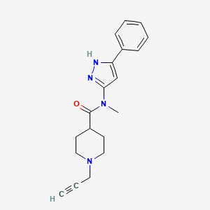 molecular formula C19H22N4O B2427421 N-methyl-N-(5-phenyl-1H-pyrazol-3-yl)-1-(prop-2-yn-1-yl)piperidine-4-carboxamide CAS No. 1444020-69-2