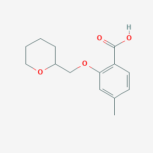 molecular formula C14H18O4 B2427431 4-甲基-2-(氧杂环-2-基甲氧基)苯甲酸 CAS No. 1282052-33-8