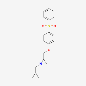 molecular formula C19H21NO3S B2427434 2-[[4-(Benzenesulfonyl)phenoxy]methyl]-1-(cyclopropylmethyl)aziridine CAS No. 2418732-35-9