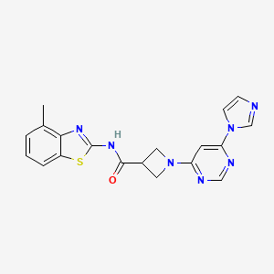 molecular formula C19H17N7OS B2427435 1-(6-(1H-imidazol-1-yl)pyrimidin-4-yl)-N-(4-methylbenzo[d]thiazol-2-yl)azetidine-3-carboxamide CAS No. 2034582-99-3