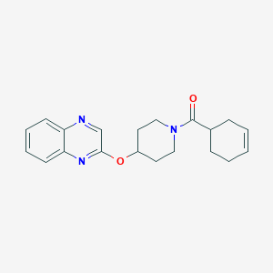 molecular formula C20H23N3O2 B2427436 Cyclohex-3-en-1-yl(4-(quinoxalin-2-yloxy)piperidin-1-yl)methanone CAS No. 1706026-79-0