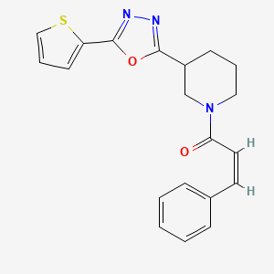 molecular formula C20H19N3O2S B2427443 (Z)-3-苯基-1-(3-(5-(噻吩-2-基)-1,3,4-恶二唑-2-基)哌啶-1-基)丙-2-烯-1-酮 CAS No. 1105226-73-0