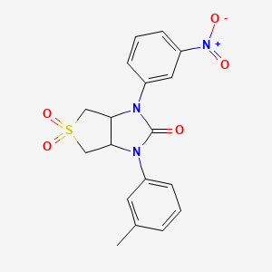 molecular formula C18H17N3O5S B2427444 1-(3-nitrophenyl)-3-(m-tolyl)tetrahydro-1H-thieno[3,4-d]imidazol-2(3H)-one 5,5-dioxide CAS No. 879928-45-7