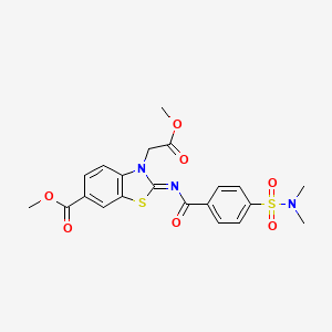 molecular formula C21H21N3O7S2 B2427446 2-[4-(二甲基氨磺酰基)苯甲酰]亚氨基-3-(2-甲氧基-2-氧代乙基)-1,3-苯并噻唑-6-羧酸甲酯 CAS No. 865197-50-8