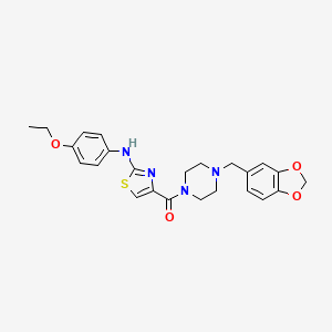 molecular formula C24H26N4O4S B2427449 (4-(Benzo[d][1,3]dioxol-5-ylmethyl)piperazin-1-yl)(2-((4-ethoxyphenyl)amino)thiazol-4-yl)methanone CAS No. 955914-19-9