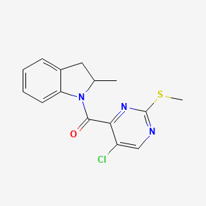 molecular formula C15H14ClN3OS B2427453 (5-氯-2-(甲硫基)嘧啶-4-基)(2-甲基吲哚啉-1-基)甲苯酮 CAS No. 898647-13-7