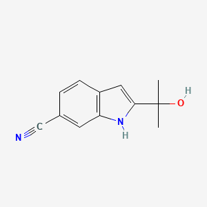 molecular formula C12H12N2O B2427459 2-(2-hydroxypropan-2-yl)-1H-indole-6-carbonitrile CAS No. 1256576-74-5