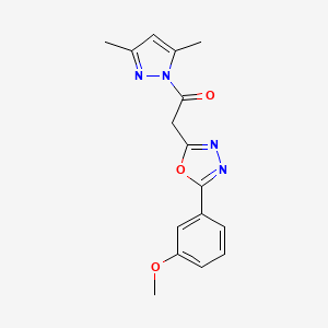 molecular formula C16H16N4O3 B2427462 2-[2-(3,5-dimethyl-1H-pyrazol-1-yl)-2-oxoethyl]-5-(3-methoxyphenyl)-1,3,4-oxadiazole CAS No. 2108519-81-7