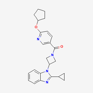 molecular formula C24H26N4O2 B2427467 (6-Cyclopentyloxypyridin-3-yl)-[3-(2-cyclopropylbenzimidazol-1-yl)azetidin-1-yl]methanone CAS No. 2379977-74-7