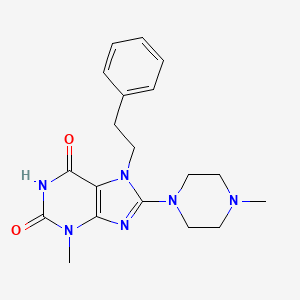 molecular formula C19H24N6O2 B2427470 3-methyl-8-(4-methylpiperazin-1-yl)-7-phenethyl-1H-purine-2,6(3H,7H)-dione CAS No. 332103-59-0
