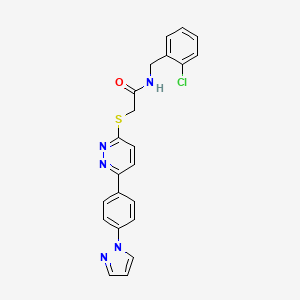 molecular formula C22H18ClN5OS B2427476 2-((6-(4-(1H-pyrazol-1-yl)phenyl)pyridazin-3-yl)thio)-N-(2-chlorobenzyl)acetamide CAS No. 1019105-85-1