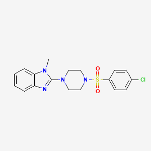 molecular formula C18H19ClN4O2S B2427484 2-[4-(4-Chlorophenyl)sulfonylpiperazin-1-yl]-1-methylbenzimidazole CAS No. 604741-59-5