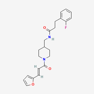 molecular formula C22H25FN2O3 B2427487 (E)-3-(2-fluorophenyl)-N-((1-(3-(furan-2-yl)acryloyl)piperidin-4-yl)methyl)propanamide CAS No. 1798402-47-7