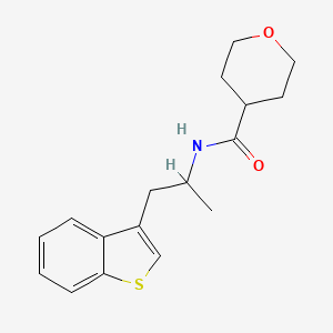 molecular formula C17H21NO2S B2427488 N-(1-(benzo[b]thiophen-3-yl)propan-2-yl)tetrahydro-2H-pyran-4-carboxamide CAS No. 2034392-25-9