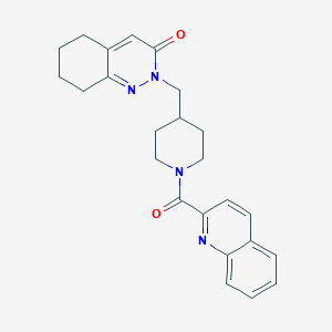 molecular formula C24H26N4O2 B2427490 2-{[1-(喹啉-2-羰基)哌啶-4-基]甲基}-2,3,5,6,7,8-六氢芴-3-酮 CAS No. 2097911-98-1