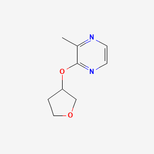 molecular formula C9H12N2O2 B2427506 2-Methyl-3-(oxolan-3-yloxy)pyrazine CAS No. 2189434-10-2