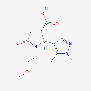 molecular formula C13H19N3O4 B2427507 (2S,3S)-2-(1,5-Dimethylpyrazol-4-yl)-1-(2-methoxyethyl)-5-oxopyrrolidine-3-carboxylic acid CAS No. 1969288-26-3