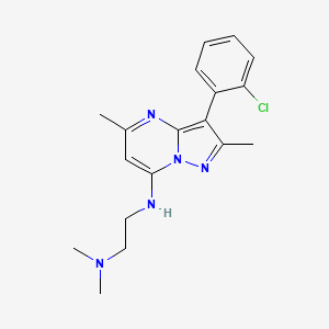 molecular formula C18H22ClN5 B2427509 3-(2-氯苯基)-N-[2-(二甲氨基)乙基]-2,5-二甲基吡唑并[1,5-a]嘧啶-7-胺 CAS No. 900257-44-5