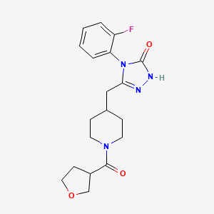 molecular formula C19H23FN4O3 B2427510 4-(2-fluorophenyl)-3-((1-(tetrahydrofuran-3-carbonyl)piperidin-4-yl)methyl)-1H-1,2,4-triazol-5(4H)-one CAS No. 2034435-00-0