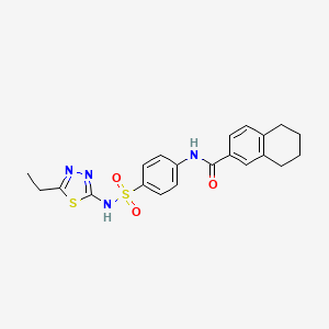 molecular formula C21H22N4O3S2 B2427516 N-(4-(N-(5-ethyl-1,3,4-thiadiazol-2-yl)sulfamoyl)phenyl)-5,6,7,8-tetrahydronaphthalene-2-carboxamide CAS No. 898369-18-1