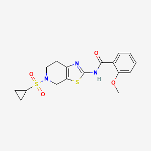 molecular formula C17H19N3O4S2 B2427521 N-(5-(cyclopropylsulfonyl)-4,5,6,7-tetrahydrothiazolo[5,4-c]pyridin-2-yl)-2-methoxybenzamide CAS No. 1396808-71-1