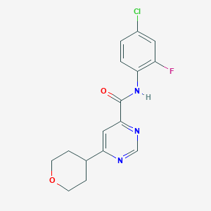 N-(4-Chloro-2-fluorophenyl)-6-(oxan-4-yl)pyrimidine-4-carboxamide