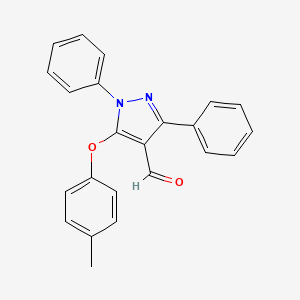 molecular formula C23H18N2O2 B2427540 5-(4-methylphenoxy)-1,3-diphenyl-1H-pyrazole-4-carbaldehyde CAS No. 956360-80-8