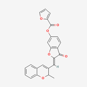 molecular formula C24H16O6 B2427543 (Z)-2-((2-甲基-2H-色满-3-基)亚甲基)-3-氧代-2,3-二氢苯并呋喃-6-基呋喃-2-羧酸酯 CAS No. 859666-82-3