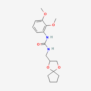 molecular formula C17H24N2O5 B2427551 1-(1,4-二氧杂螺[4.4]壬烷-2-基甲基)-3-(2,3-二甲氧苯基)脲 CAS No. 1251547-24-6