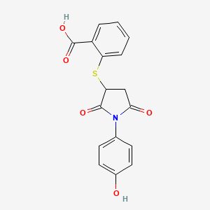 molecular formula C17H13NO5S B2427553 2-((1-(4-Hydroxyphenyl)-2,5-dioxopyrrolidin-3-yl)thio)benzoic acid CAS No. 670255-06-8