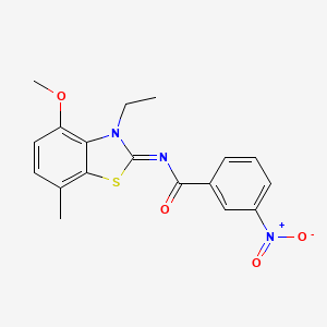 molecular formula C18H17N3O4S B2427562 N-(3-乙基-4-甲氧基-7-甲基-1,3-苯并噻唑-2-亚基)-3-硝基苯甲酰胺 CAS No. 868369-02-2