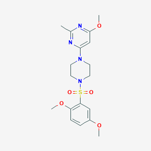 molecular formula C18H24N4O5S B2427585 4-(4-((2,5-Dimethoxyphenyl)sulfonyl)piperazin-1-yl)-6-methoxy-2-methylpyrimidine CAS No. 946232-45-7