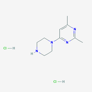 molecular formula C10H18Cl2N4 B2427590 2,4-Dimethyl-6-piperazin-1-ylpyrimidine;dihydrochloride CAS No. 2415524-58-0