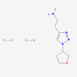 molecular formula C8H16Cl2N4O B2427595 2-(1-(Tetrahydrofuran-3-yl)-1H-1,2,3-triazol-4-yl)ethan-1-amine dihydrochloride CAS No. 2174001-83-1