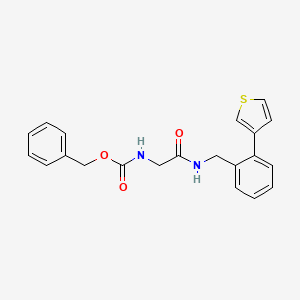 molecular formula C21H20N2O3S B2427597 ベンジル(2-オキソ-2-((2-(チオフェン-3-イル)ベンジル)アミノ)エチル)カルバメート CAS No. 1797143-22-6