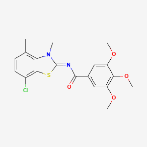 molecular formula C19H19ClN2O4S B2427598 N-(7-chloro-3,4-dimethyl-1,3-benzothiazol-2-ylidene)-3,4,5-trimethoxybenzamide CAS No. 868369-31-7