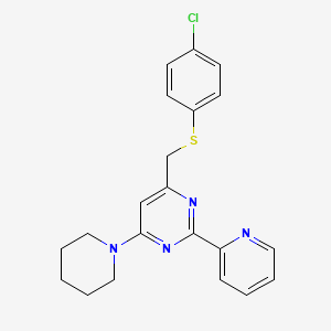 4-(((4-Chlorophenyl)sulfanyl)methyl)-6-piperidino-2-(2-pyridinyl)pyrimidine