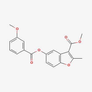 molecular formula C19H16O6 B2427629 3-(甲氧羰基)-2-甲基苯并[b]呋喃-5-基 3-甲氧基苯甲酸酯 CAS No. 384363-37-5