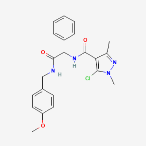 molecular formula C22H23ClN4O3 B2427645 5-氯-N-{2-[(4-甲氧基苄基)氨基]-2-氧代-1-苯乙基}-1,3-二甲基-1H-吡唑-4-甲酰胺 CAS No. 1022903-79-2